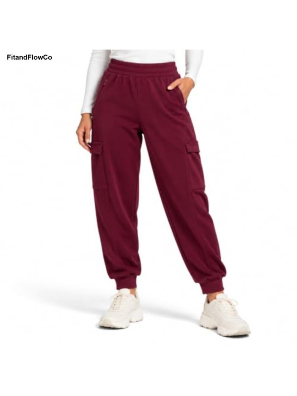 Women's Fleece Cargo Jogger Sweatpants with Pockets Stretch Winter